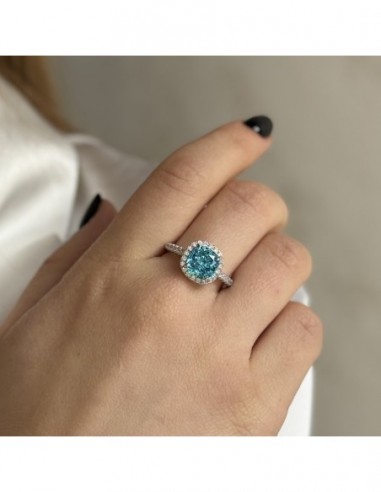 Anello Argento Rodiato Principessa Celeste 8x8MM [987ecaa1]