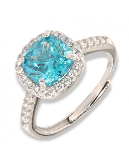 Anello Argento Rodiato Principessa Celeste 8x8MM [2f630ba5]