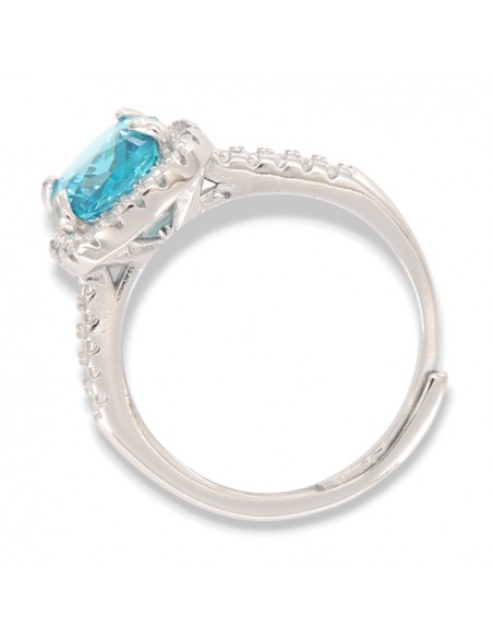 Anello Argento Rodiato Principessa Celeste 8x8MM [2a334cbb]