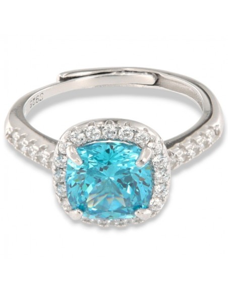 Anello Argento Rodiato Principessa Celeste 8x8MM [9d2e8dbf]