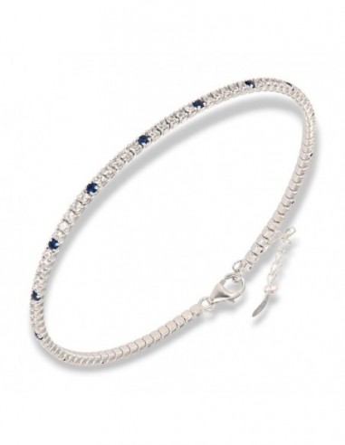 Bracciale Argento Tennis Zirconi Bianchi Blu 1,5MM [80ced262]