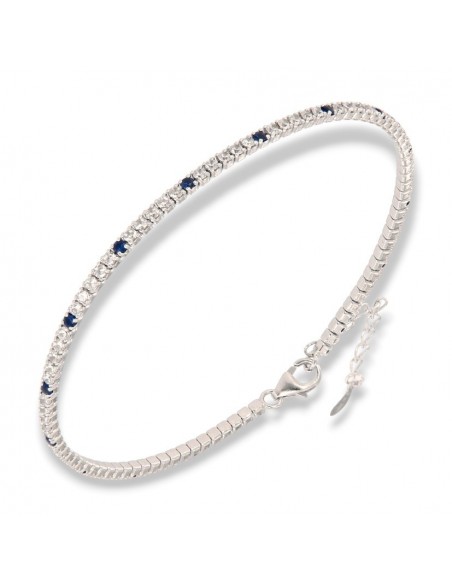Bracciale Argento Tennis Zirconi Bianchi Blu 1,5MM [80ced262]