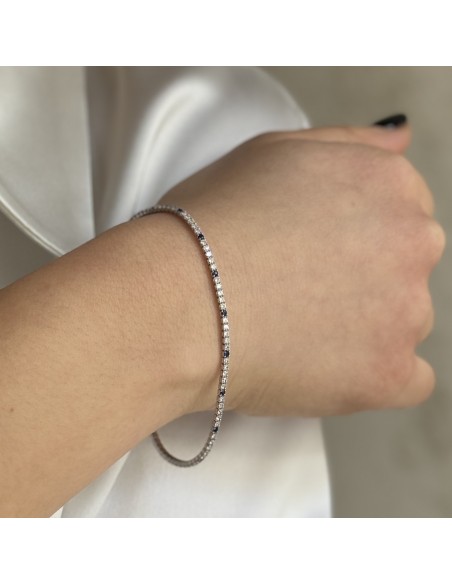 Bracciale Argento Tennis Zirconi Bianchi Blu 1,5MM [e9b3e6d9]