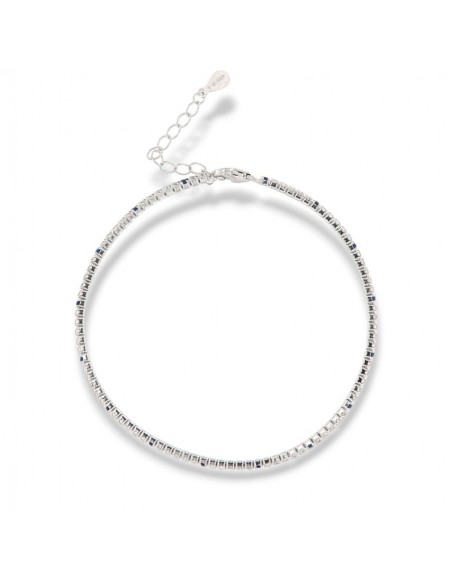 Bracciale Argento Tennis Zirconi Bianchi Blu 1,5MM [5bfe60c3]