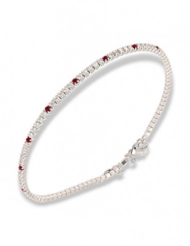 Bracciale Argento Tennis Zirconi Bianchi Rossi 1,5MM [59e8916f]
