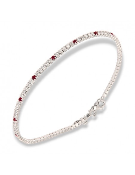 Bracciale Argento Tennis Zirconi Bianchi Rossi 1,5MM [59e8916f]