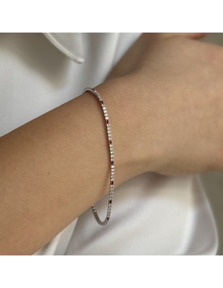 Bracciale Argento Tennis Zirconi Bianchi Rossi 1,5MM [60468fdb]