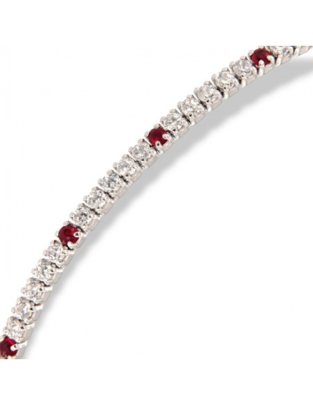 Bracciale Argento Tennis Zirconi Bianchi Rossi 1,5MM [d75b4edf]