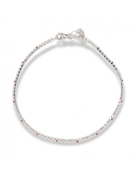 Bracciale Argento Tennis Zirconi Bianchi Rossi 1,5MM [d20b09c1]