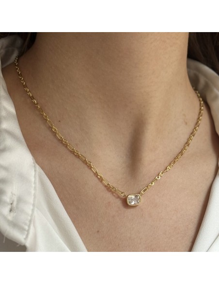 Collana Argento Dorato Punto Luce Zircone Bianco [fb680ec3]