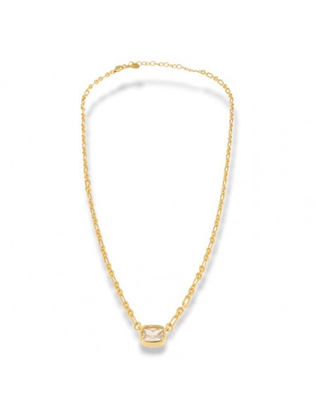 Collana Argento Dorato Punto Luce Zircone Bianco [492588d9]