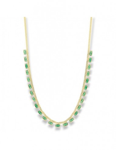 Collana Argento Dorato Zirconi Rettangolari Verdi [6ee5c697]