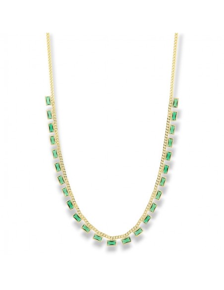 Collana Argento Dorato Zirconi Rettangolari Verdi [6ee5c697]