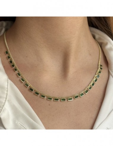 Collana Argento Dorato Zirconi Rettangolari Verdi [d1e718c9]