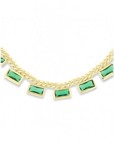 Collana Argento Dorato Zirconi Rettangolari Verdi [66fad9cd]