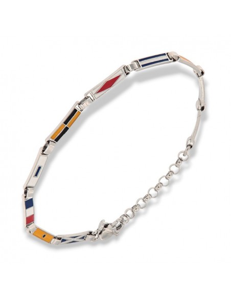Bracciale Argento Rodiato Piastra Bandiere Sottili [ef9bebca]