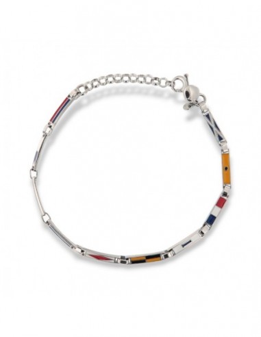 Bracciale Argento Rodiato Piastra Bandiere Sottili [2d9ed456]