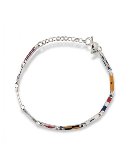 Bracciale Argento Rodiato Piastra Bandiere Sottili [2d9ed456]