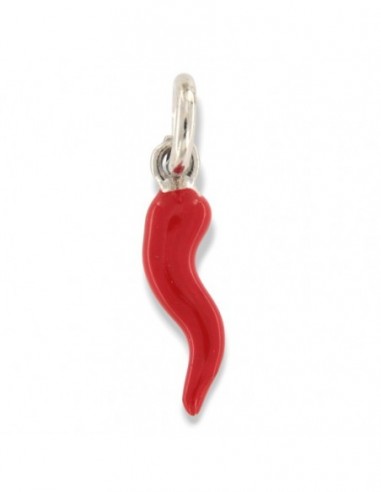 Ciondolo Argento Rodiato Corno Rosso 13,5MM [e3709cb5]
