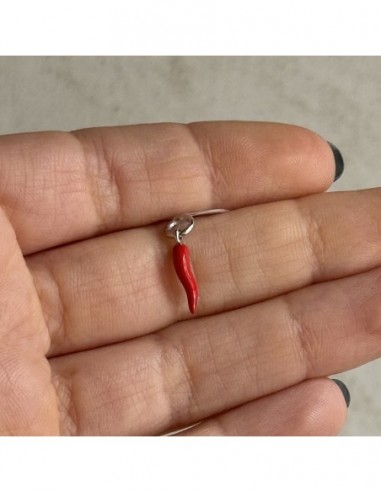 Ciondolo Argento Rodiato Corno Rosso 13,5MM [2932d98b]