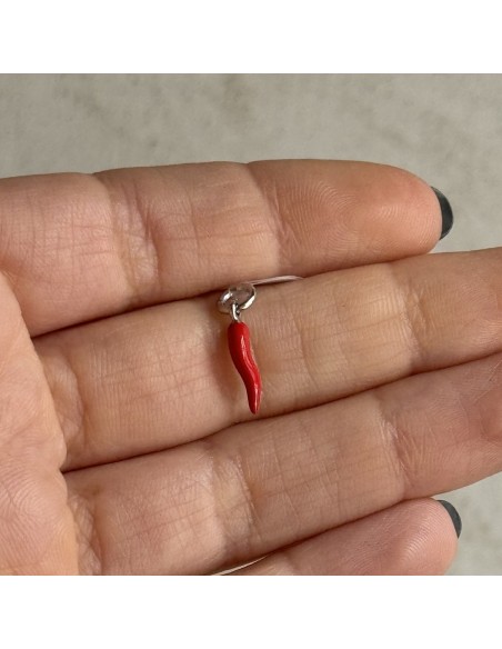Ciondolo Argento Rodiato Corno Rosso 13,5MM [2932d98b]