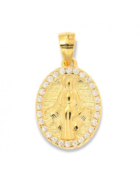 Ciondolo Argento Dorato Madonna Miracolosa Zirconi 1,5GR [e9670f48]
