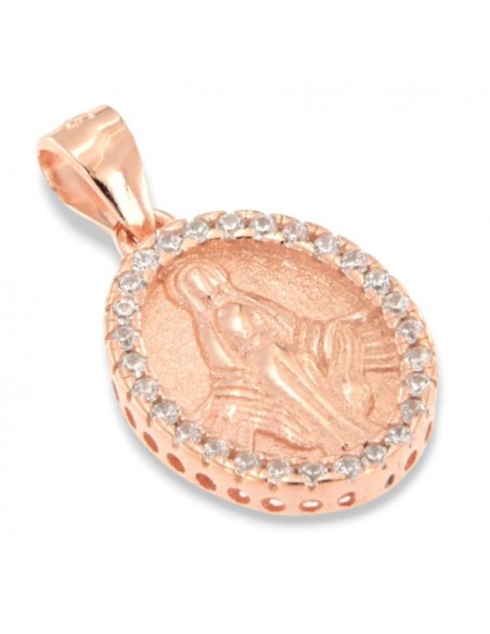 Ciondolo Argento Rosato Madonna Miracolosa Zirconi 1,5GR [9824d95f]