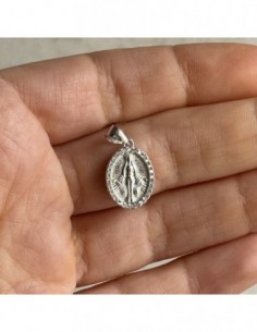 CIONDOLO ARGENTO RODIATO MADONNA MIRACOLOSA ZIRCON [72cea88f] 2