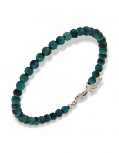 Bracciale Argento Rodiato Sfere Occhio di TIgre Blu Lisce [37640ea7]