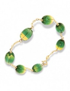 Bracciale Oro Giallo Rollò Fluorite Verde Gialla [36112a0d]