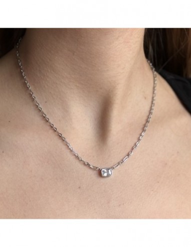 Collana Argento Rodiato Punto Luce Bianco [a6abf8d2]
