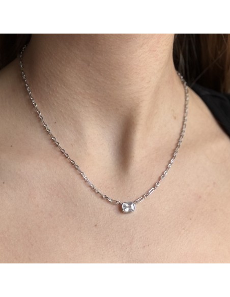 Collana Argento Rodiato Punto Luce Bianco [a6abf8d2]