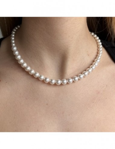 Collana Perle Degradè Sintetiche Chiusura Argento Rodiato [9c0ea38e]