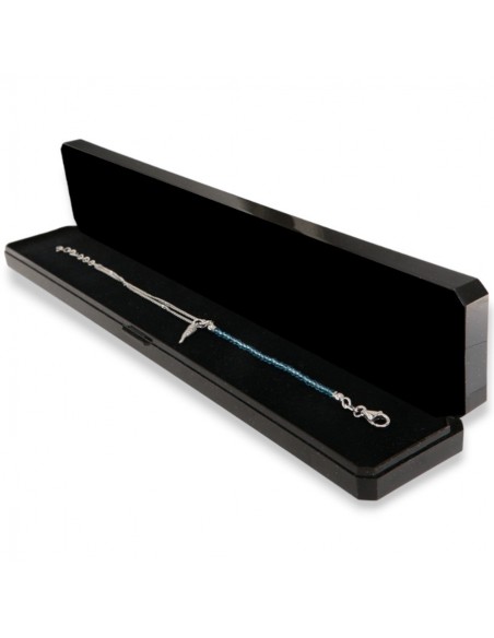 Bracciale Argento Rodiato Sfere Celeste Corno Ciondolo Zirconi Bianchi [d48764c9]