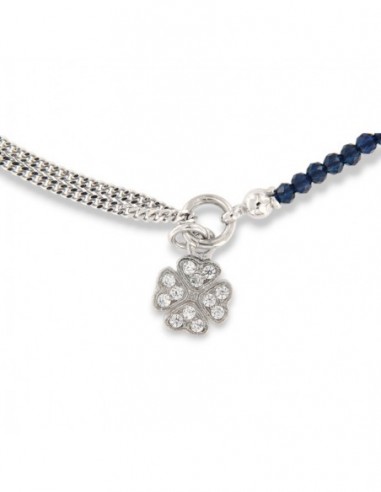 Bracciale Argento Rodiato Sfere Blu Quadrifoglio  Zirconi Bianchi [e76dfb02]