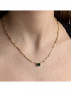 Collana Argento Dorato Punto Luce Verde [a6d68fba] 2