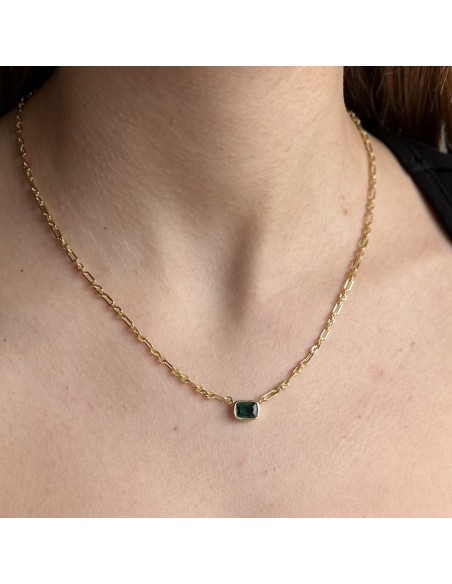 Collana Argento Dorato Punto Luce Verde [a8f249d1]