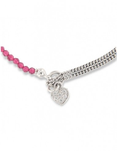 Bracciale Argento Rodiato Sfere Viola Cuore Zirconi Bianchi [60c12303]