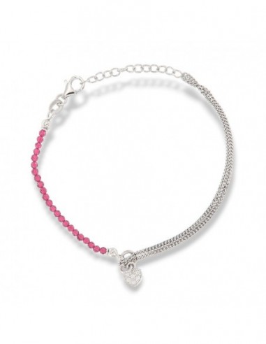 Bracciale Argento Rodiato Sfere Viola Cuore Zirconi Bianchi [6591641d]