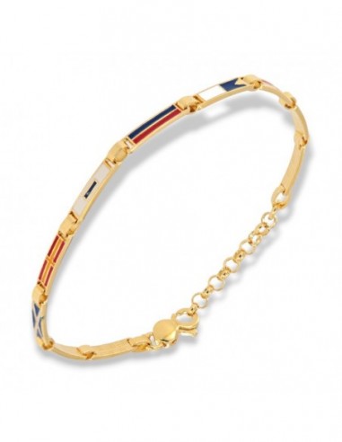 Bracciale Argento Dorato Bandiere Piastre Unite Sottili [3c1d26fb]