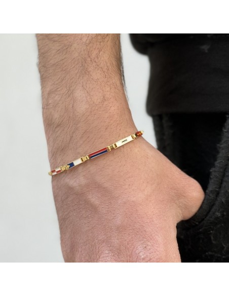 Bracciale Argento Dorato Bandiere Piastre Unite Sottili [39f96a5a]