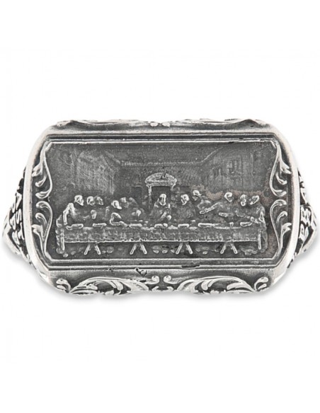 Anello Argento Rodiato Ultima Cena [cdfda7b0]