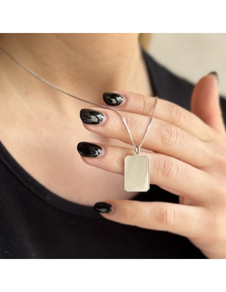 Ciondolo Argento Piastrina Personalizzabile [ae19ad52]