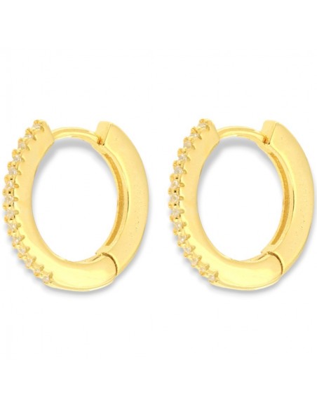 Orecchini Argento Rodiato Cerchi Zirconi Bianchi 16,20MM [1d0802dc]