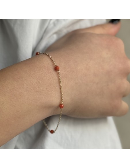 Bracciale Oro Giallo Rollò Sfere Rosse Corallo [43c62f9e]