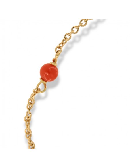 Bracciale Oro Giallo Rollò Sfere Rosse Corallo [f4dbee9a]