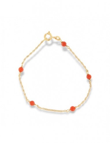 Bracciale Oro Giallo Rollò Sfere Rosse Corallo [f18ba984]