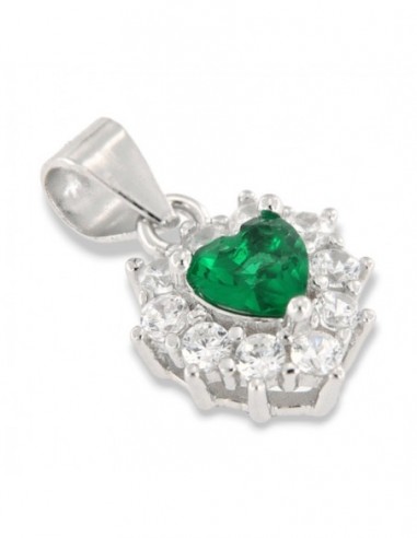 Ciondolo Argento Rodiato Principessa Cuore Verde [8496bb58]