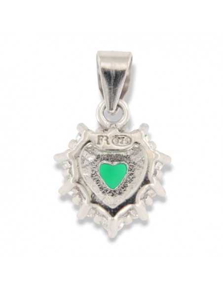 Ciondolo Argento Rodiato Principessa Cuore Verde [81c6fc46]