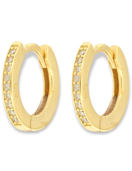 Orecchini Argento Dorato Cerchi 12MM Zirconi Bianchi [e2aabbe1]
